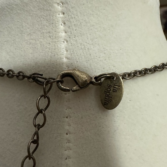 Rare HTD Lia Sophia AB Crystal Necklace.  Antique Bronze Tone.  16-19”. - Picture 2 of 6